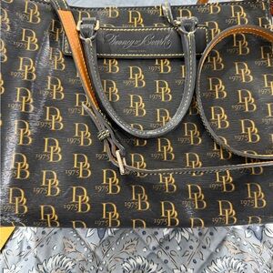 Dooney & Bourke Black and Tan DB Monogram Tote